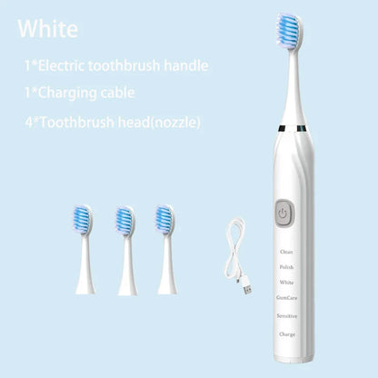 Sonic Electric Toothbrush 5 Mode USB Charger Timer Brush Rechargeable Deep Clean Tooth Brushes Replacement Heads Set For Adults
