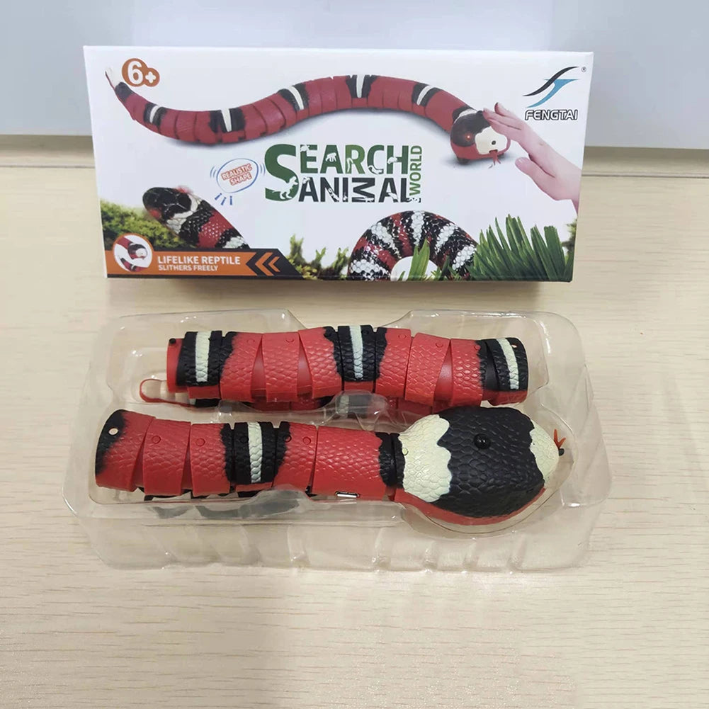 Smart Sensing Snake Automatically Sense Obstacles and Escape Interactive Cat Toys Moving Electric Cat Snake Toy for Cats