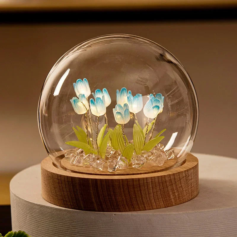 Tulip Night Light Tulip Flower Table Lamp DIY Simulation Tulip LED Night Light Handmade Bedside Light Christmas New Year Gift