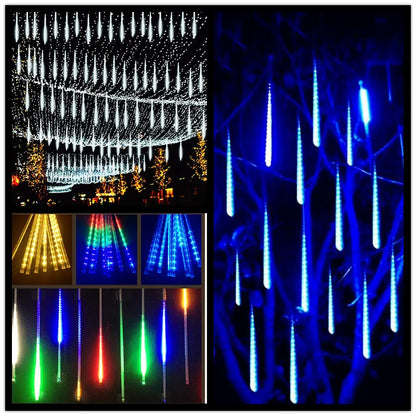 30/50cm Holiday Meteor Shower LED String Lights Christmas Falling Rain Lights Snow Falling Icicle Cascading Light Waterproof New