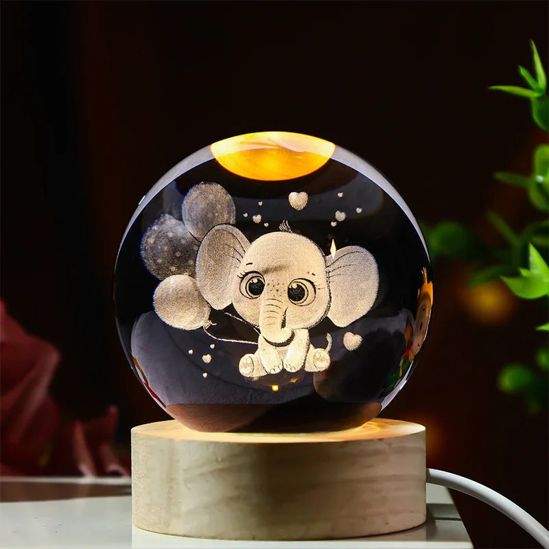 Brown Donald Duck Glow Crystal Ball Night Light Decoration HelloKitty Kuromi Pikachu Umbreon Lilo Stitch Disney Pokemon Sanrio