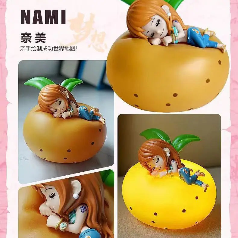 One Piece Cursed Devil Fruit Night Light 10CM Anime Action Figure Model Luffy Rubber Ace Burning Surgery Darkness LED Lamp Toys