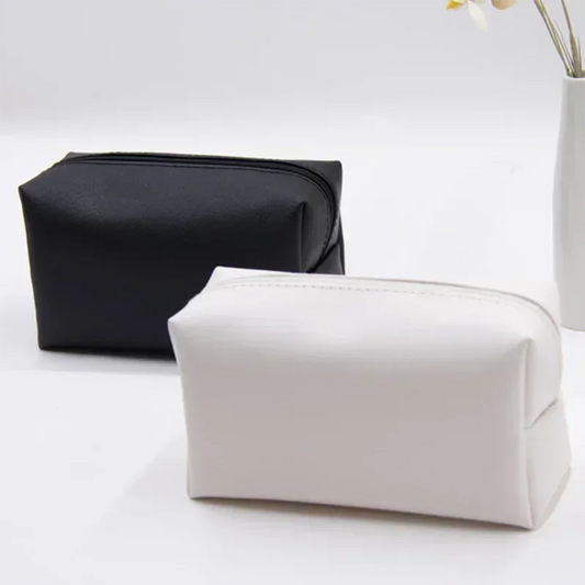Bolsa de cosméticos para mujer, impermeable, de piel sintética, de color sólido, para maquillaje, para viaje, portátil, para artículos de tocador, organizador, monedero 2025