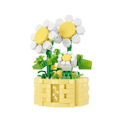 Potted Flower Basket Building Blocks Creative Bonsai Plant Bouquet Model Bricks Diy Home Decoration Kids Toy Girls Holiday Gifts