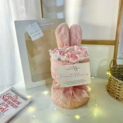 Rabbit Soap Flower Bouquet Valentine's Day Gifts Artificial Flower Bouquet for Party Supplies Bouqet Flowers Home Decoration