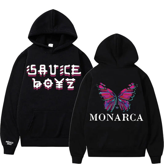 USA Rapper Eladio Carrion Print Hoodie Monarca Music Clothes Men Women Hip Hop Oversized Casual Sweatshirt Man Quality Clothing