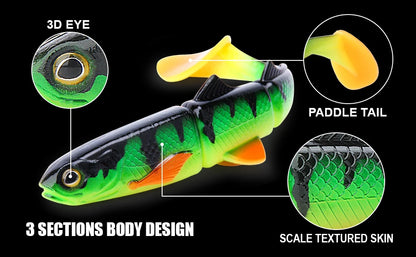 Spinpoler 16cm 22cm T Tail Swimbait Soft Bait Pike Lures 3 Jointed Plastic Shad Wobbler Ocean Beach Boat Fishing Tackle Peche