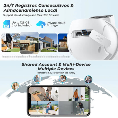 Cámara BESDER 4K 8MP Wifi PTZ para exteriores con pantallas duales, detección humana, lentes duales, protección de seguridad de 4MP, cámara IP, audio, aplicación iCSee