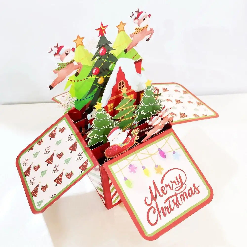 3D Pop Up Greeting Cards Merry Christmas Cards New Year Greeting Cards Birthday Blessing Postcard Swan Mermaid Thank You Cards