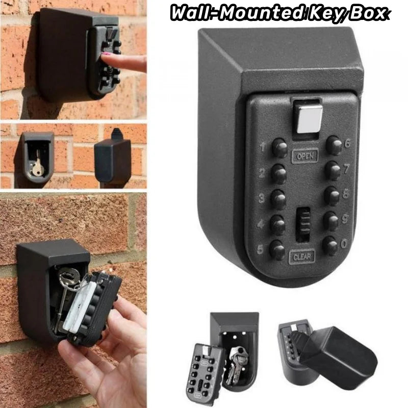 Password Key Box Wall-mounted Heavy-duty Metal Password Box Key Lock Box Outdoor Waterproof Storage Anti-theft Password Lock