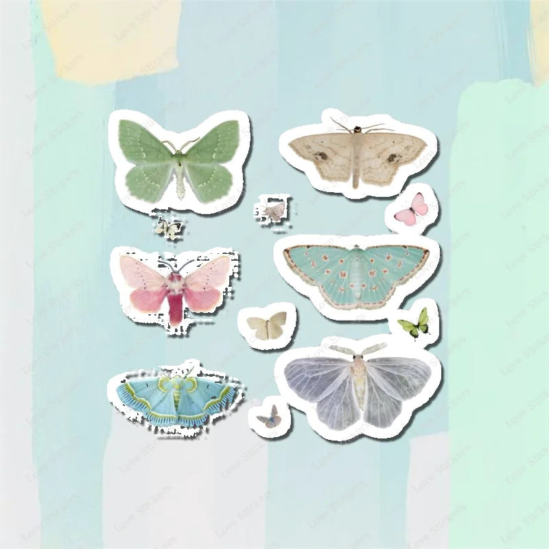 Pastel Moths 5PCS Stickers for Living Room Bumper Anime Cute Kid Car Art Print Window Home Decor