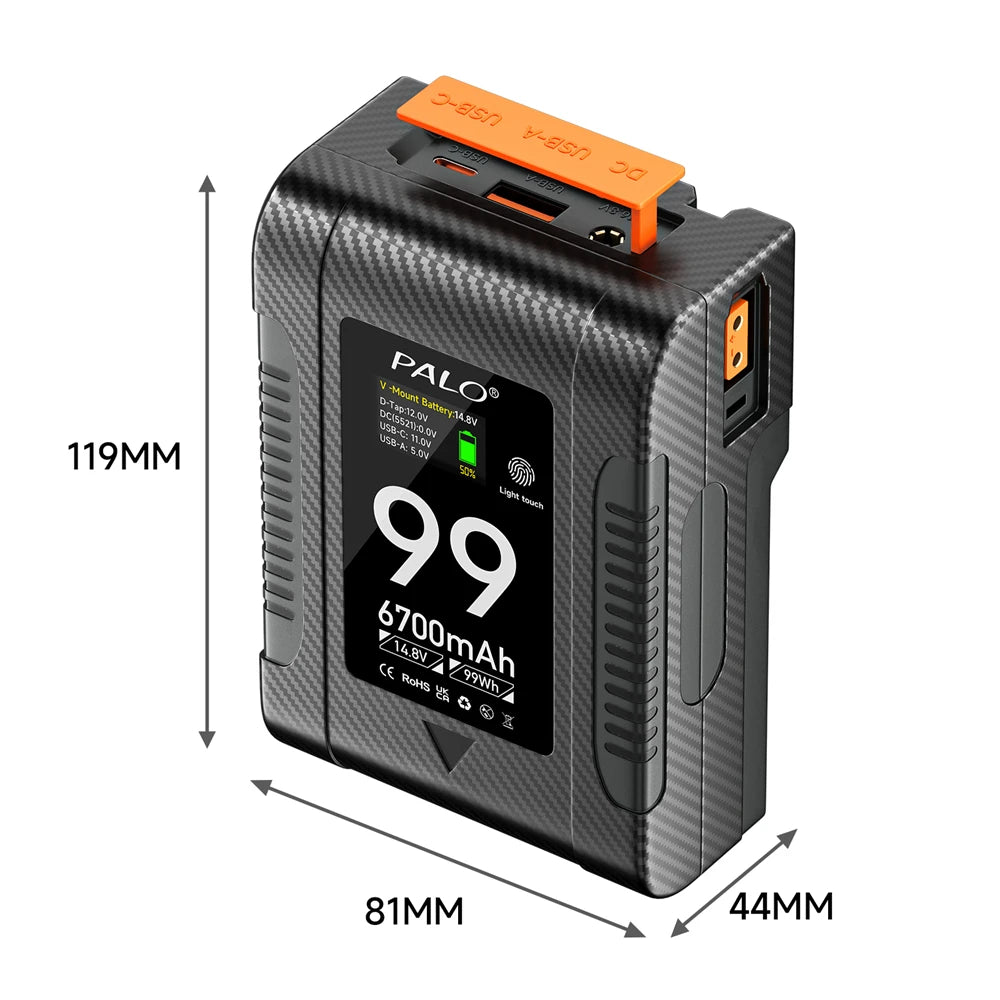PALO BP-99 BP-199 V Mount Battery Power Bank 14.8V V Lock V Shape Li-ion Battery PD Fast Charging for cameras smartphones laptop