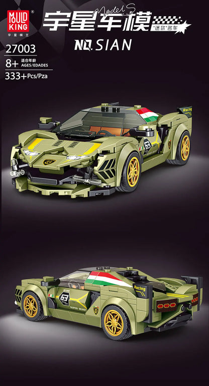 Yuxing-modelo mini-coche famoso, modelo de carreras deportivas, ocho cuadrículas, juguetes educativos para niños, bloques de construcción ensamblados