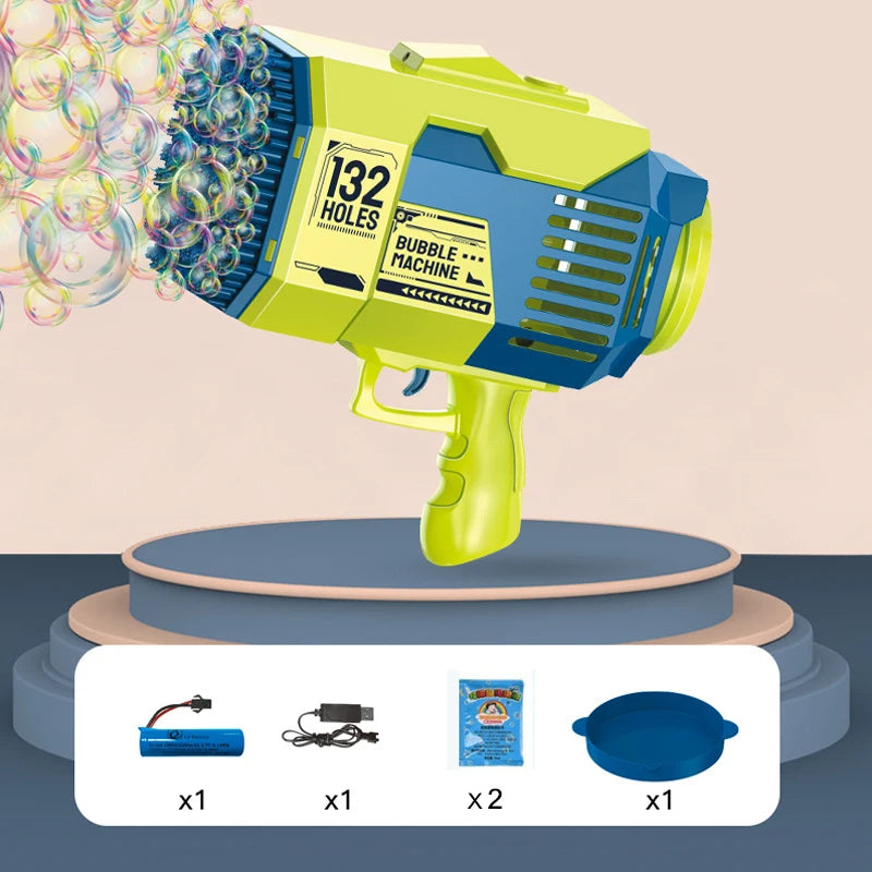 Pistolet à bulles automatique Machine à bulles de savon électrique LED N-Hole Bubble Maker Blower Bubble Guns Jouet Jeu de plein air Cadeau de fête de mariage