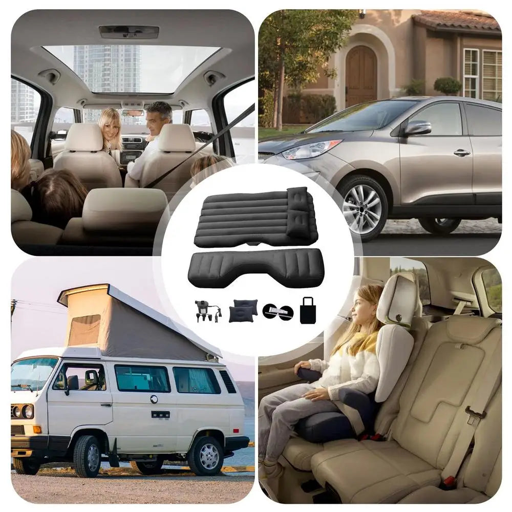 UniversalInflatable Car Mattress Back Seat Travel Bed With Air Mat Rear Seat Sleeping Mat Car Sofa Pillow Instrument  Camping