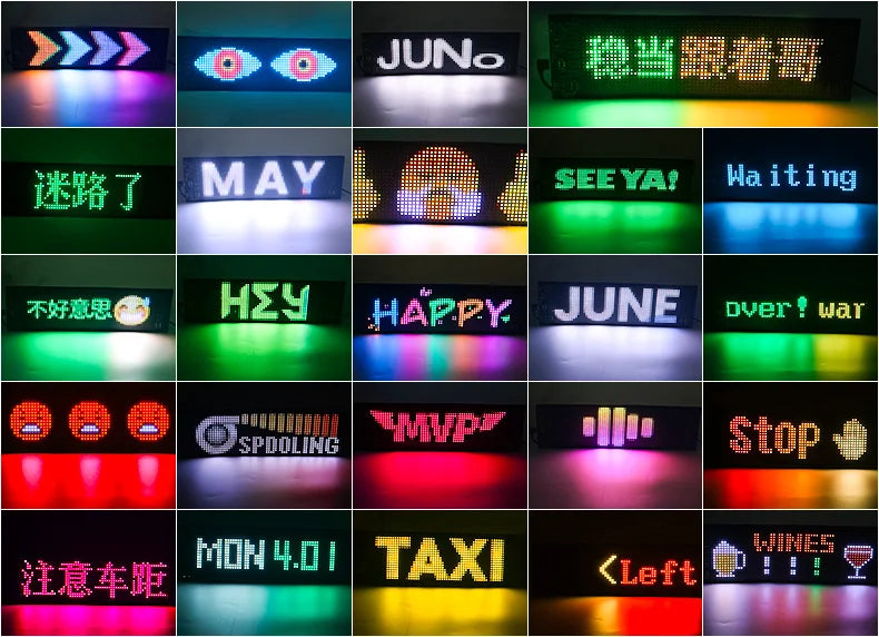 USB LED Matrix Pixel Panel With App Control 5V Flexible Scrolling Bright Advertising LED Signs RGB Pattern Car Animation Display