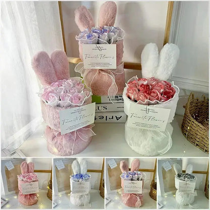 Rabbit Soap Flower Bouquet Valentine's Day Gifts Artificial Flower Bouquet for Party Supplies Bouqet Flowers Home Decoration