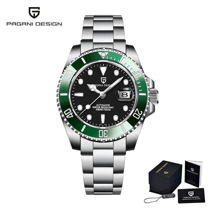 PAGANI DESIGN Men's Mechanical Wristwatches Luxury Brand Mens Watch NH35 100m Waterproof Sapphire Diving Watch reloj hombre