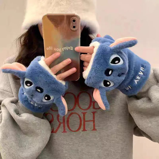 Original Disney Stitch Alex Didi Ear Muffs Gloves Plush Windproof Warm Cute 2024 New Ear Bags Children Ear Cover Winter Kid Gift