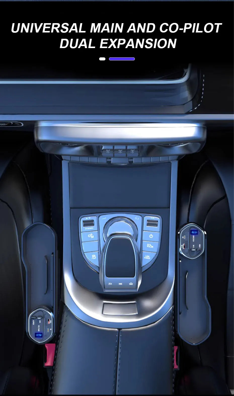 SEAMETAL Wireless Charging Car Seat Gap Organizer with 40W USB-C/Lightning Fast Charge Cable Auto Center Console Storage Box