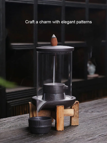 Purple Sand Time Comes Back Flow Incense Burner Decoration - Indoor Aroma Diffuser Stone Grinding Incense Pedestal Crafts