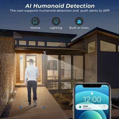 Cámara BESDER 4K 8MP Wifi PTZ para exteriores con pantallas duales, detección humana, lentes duales, protección de seguridad de 4MP, cámara IP, audio, aplicación iCSee