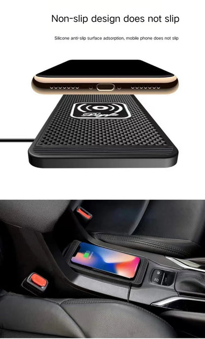 Alfombrilla de silicona antideslizante 2 en 1 de 15 W para salpicadero de coche, soporte de carga rápida, cargador inalámbrico Qi, base de carga para iPhone y Samsung