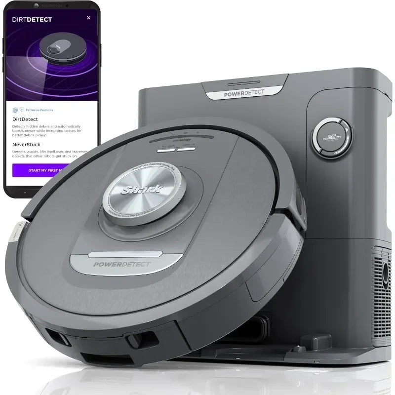 PowerDetect Self-Empty Robot Vacuum, Auto Deep-Clean Carpets & Hardfloors,XL 60 Day Capacity HEPA Bagless Base Neutralizes Odors
