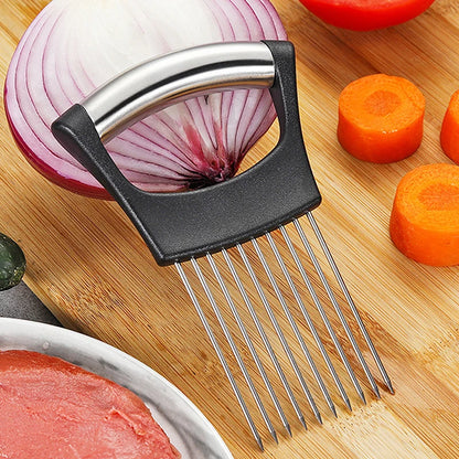 Stainless Steel Onion Slicers Holder Vegetable Tomato Shredders Kitchen Tools For Slicing Meat Cheese Blocks Pin Needle