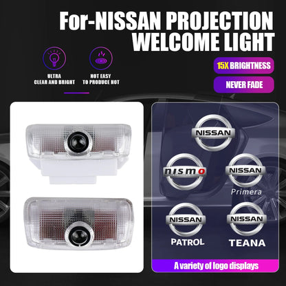 4PCS LED Car Door Welcome Lights 3D Laser Projector Lamps Auto Decoration Accessorie For Nissan Patrol 2012-2017 Teana 2008-2012