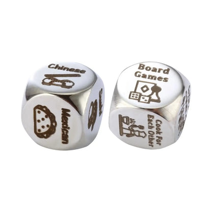 Food Dice Husband Wife Boyfriend Girlfriend Stainless Steel Valentines Gifts Dice for Wedding Birthday Anniversary Honeymoon