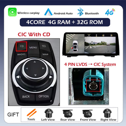 Android 14 Wireless CarPlay For BMW 5 Series F10 F11 2011 - 2017 CIC NBT System Car Radio Multimedia Video Player Navigation GPS