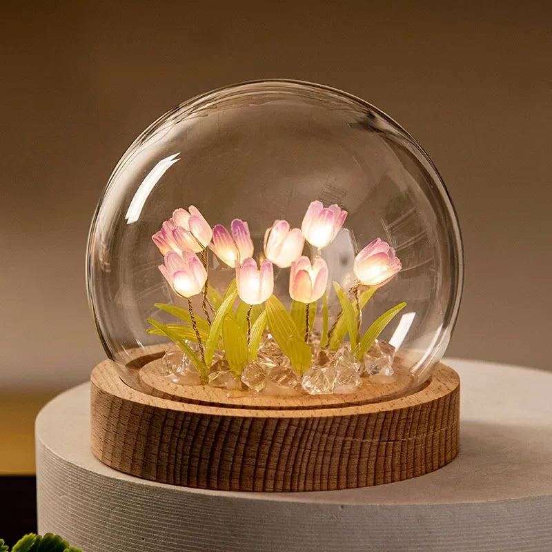 Tulip Night Light Tulip Flower Table Lamp DIY Simulation Tulip LED Night Light Handmade Bedside Light Christmas New Year Gift
