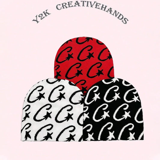 1 gorro de punto para mujer, gorro de punto para hombre, gorro unisex de punto moderno sin ala, para actividades al aire libre, estilo Y2k, hip hop, gótico, ciclismo