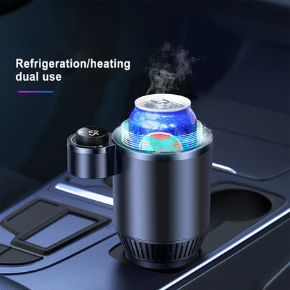 2 In 1 Car Heating Cooling Cup for Coffee Miik Drinks Electric Beverage Warmer Cooler for Travel Mini Car Refrigerator 12V