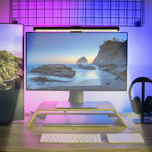 Barra de luz LED RGB Wiscolor para monitor, atenuación continua, luz para el cuidado de los ojos, ambiente de juego, lámpara de escritorio, pantalla de computadora, luz colgante
