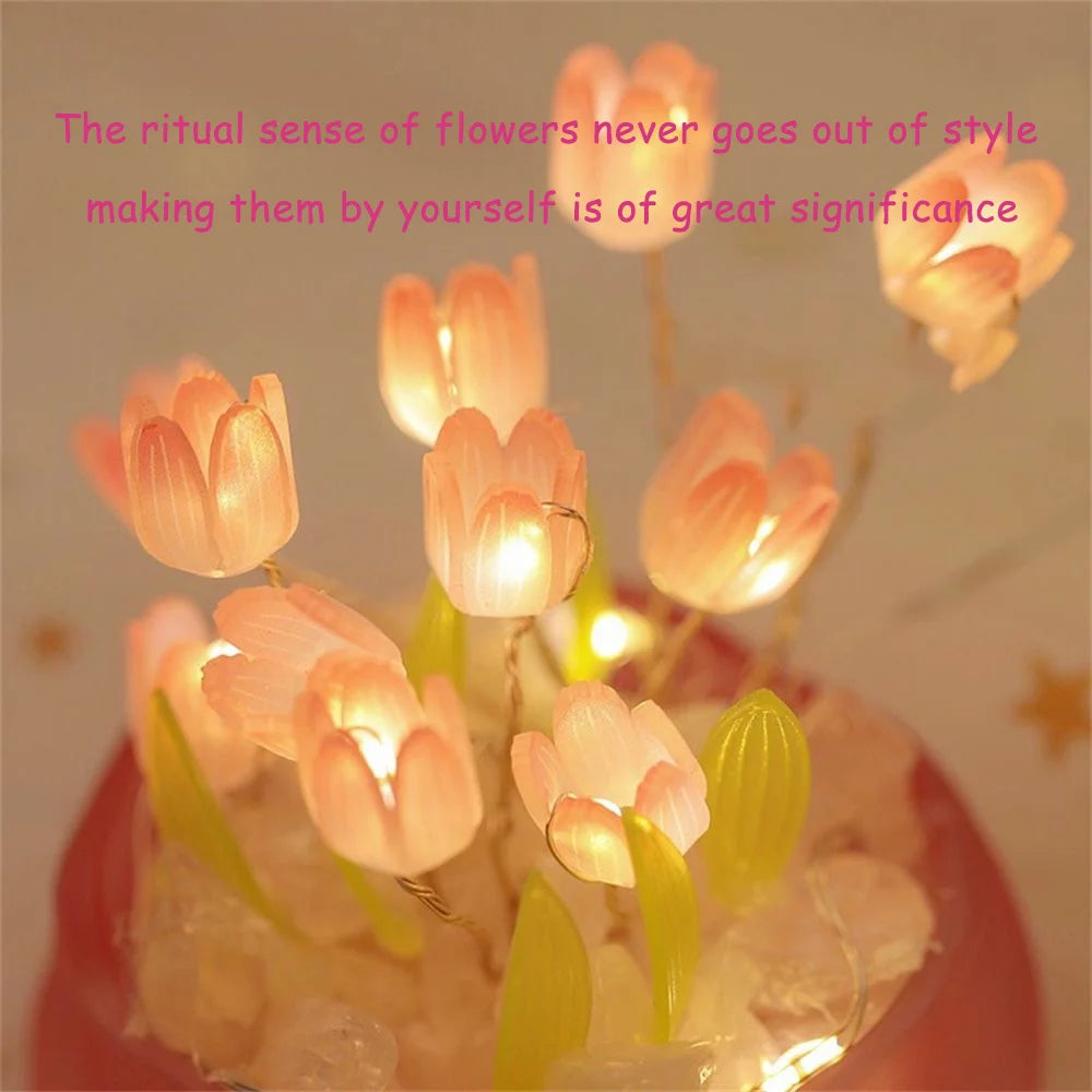 Tulip Pumpkin Nightlight DIY Tulip Night Light Cute Handmade Tulip Flower DIY Bedside Lamp for Birthday Christmas Gift Romantic