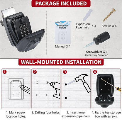 Portable Car Window Hanging Antitheft Code Key Box With 12Digits Code Waterproof Anti-theft Key Safe For Office Home Outdoor Use