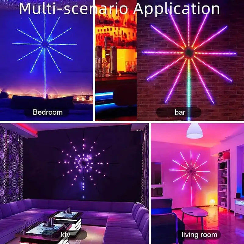RGBIC Firework Strip Lights LED Bluetooth APP Control Neon Strip USB 5V Changing Smart Lamp Sync Music Bedroom Decor Dream Light
