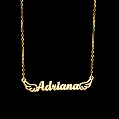 Atoztide New Personalized Custom Name Wing Necklaces Letters Stainless Butterfly Pendant Chain for Women Christmas Jewelry Gift