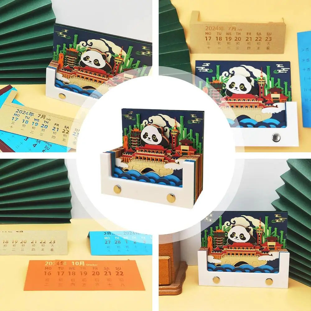 3D Art Calendar Cityscape 3D Calendar Writable Memo Pad Paper Carving Gifts For Living Room Study Room Bedroom Classroom