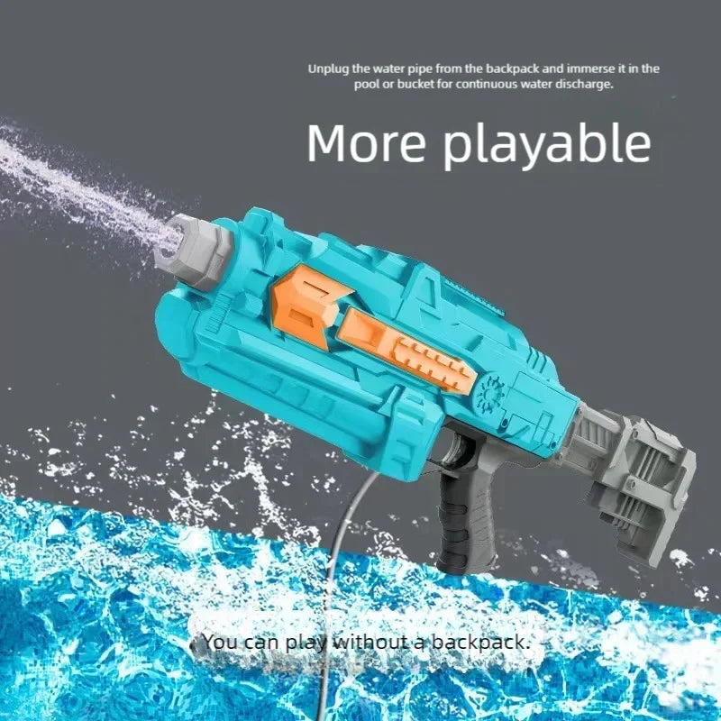 Automatic Large Capacity Water Gun with Bag Rechargeable Continuous Water Spray Electric Toy Outdoor Beach Pool Fight Water Toys