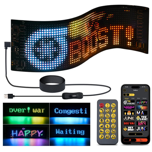 USB LED Matrix Pixel Panel With App Control 5V Flexible Scrolling Bright Advertising LED Signs RGB Pattern Car Animation Display