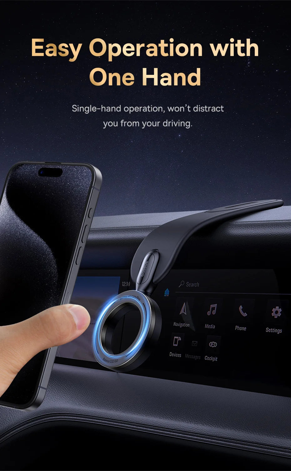 Support magnétique Baseus pour téléphone portable de voiture, support pliable pour iPhone 12 13 14 Pro Max pour Samsung S23