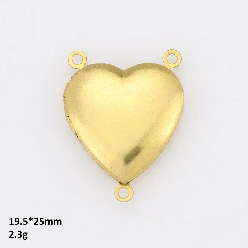 BoYuTe (50 Pieces/Lot) Heart Shaped Raw Brass Locket Pendant Materials Diy Photo Lockets Jewelry Accessories