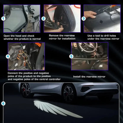 2x Angel Wing LED Light For Car Motorcycle Universal Rearview Mirror Decoration Lights Accessories Welcome Door Projection Lamp