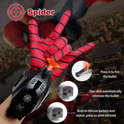 Spiderman Toy Mask Eye Movable Launcher Soft Bullet Gun Suction Cup Ejection action figure spider man Masks Kids Christmas Gifts