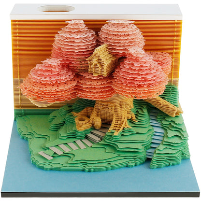 3D Memo Pad Paper Carving Notes 2024 Calendar Memo Pad with LED Light Tear-Away Paper Memo Pad Note Cards Birthday Gift Kids