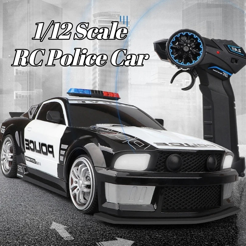 1/12 Rc Police Car Kids Toy 2.4G Remote Control Vehicle Simulation with Light Electric Radio Control Car Kids Gift Toys for Boys