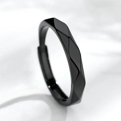 1 par de anillos de pareja de rombos blancos y negros, anillo abierto para mujeres y hombres, anillos de dedo ajustables, regalo de joyería de aniversario para amantes románticos